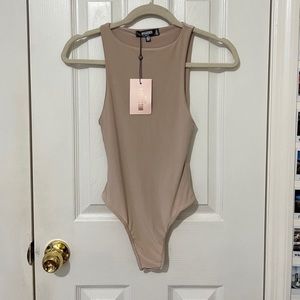 MISSGUIDED Petite Seam Free Racer Neck Bodysuit in nude
